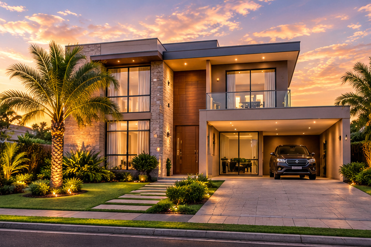 Casa moderna representando consórcio de imóveis